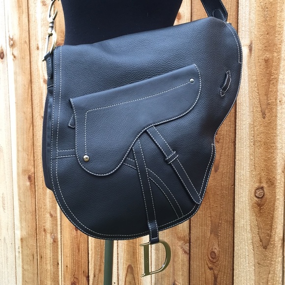 NWOT DIOR Baudrier Vintage Brown Leather XL Saddle Bag and Wallet Matching Set - Picture 1 of 15